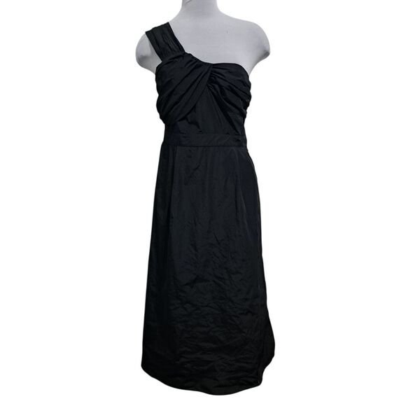 Banana Republic One Shoulder Romantic Goth Casual Midi Dress Size 6 Black NWT - Picture 1 of 14